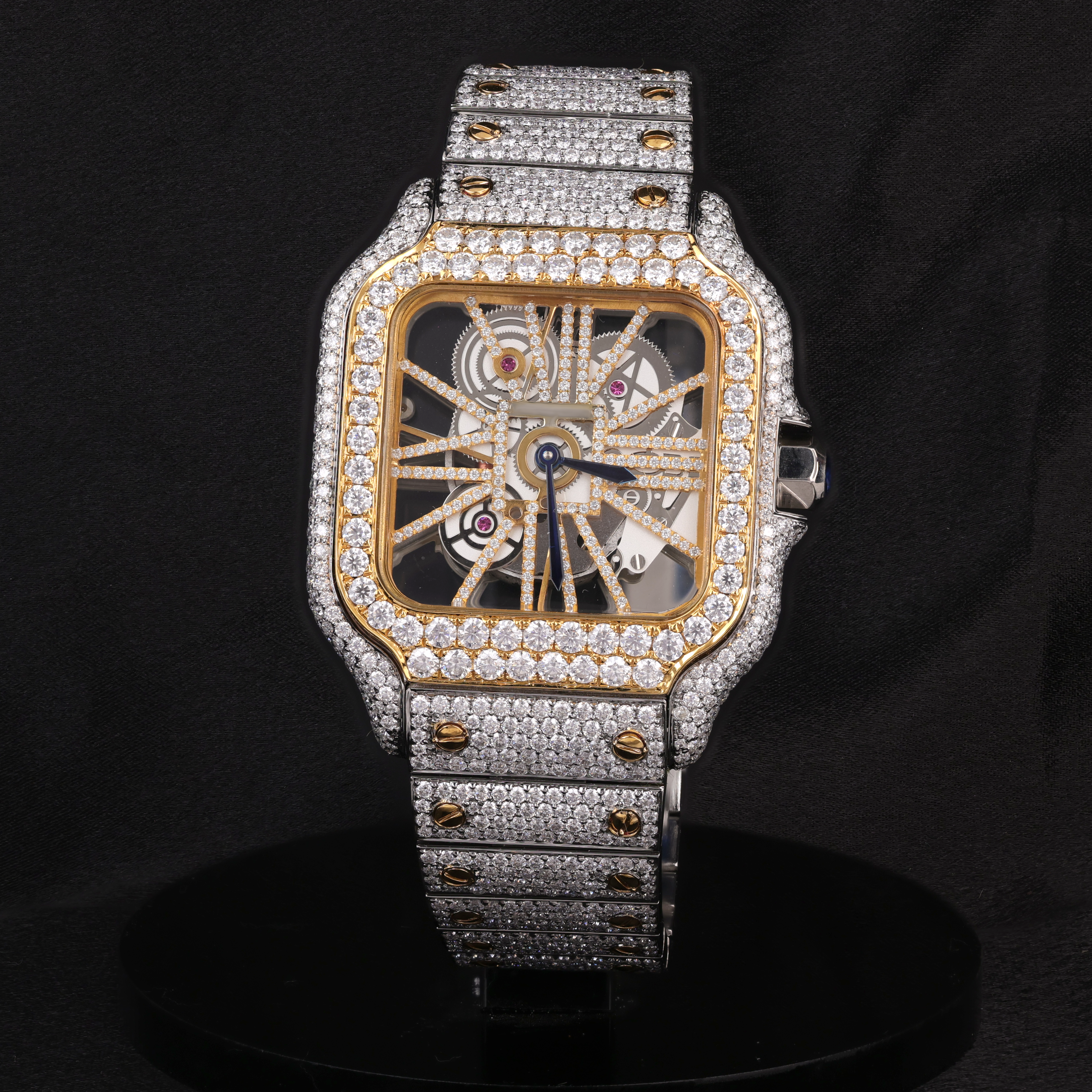 DripblingJewelry Skeleton Dial Iced Square Watch – Royal Mechanix Edition