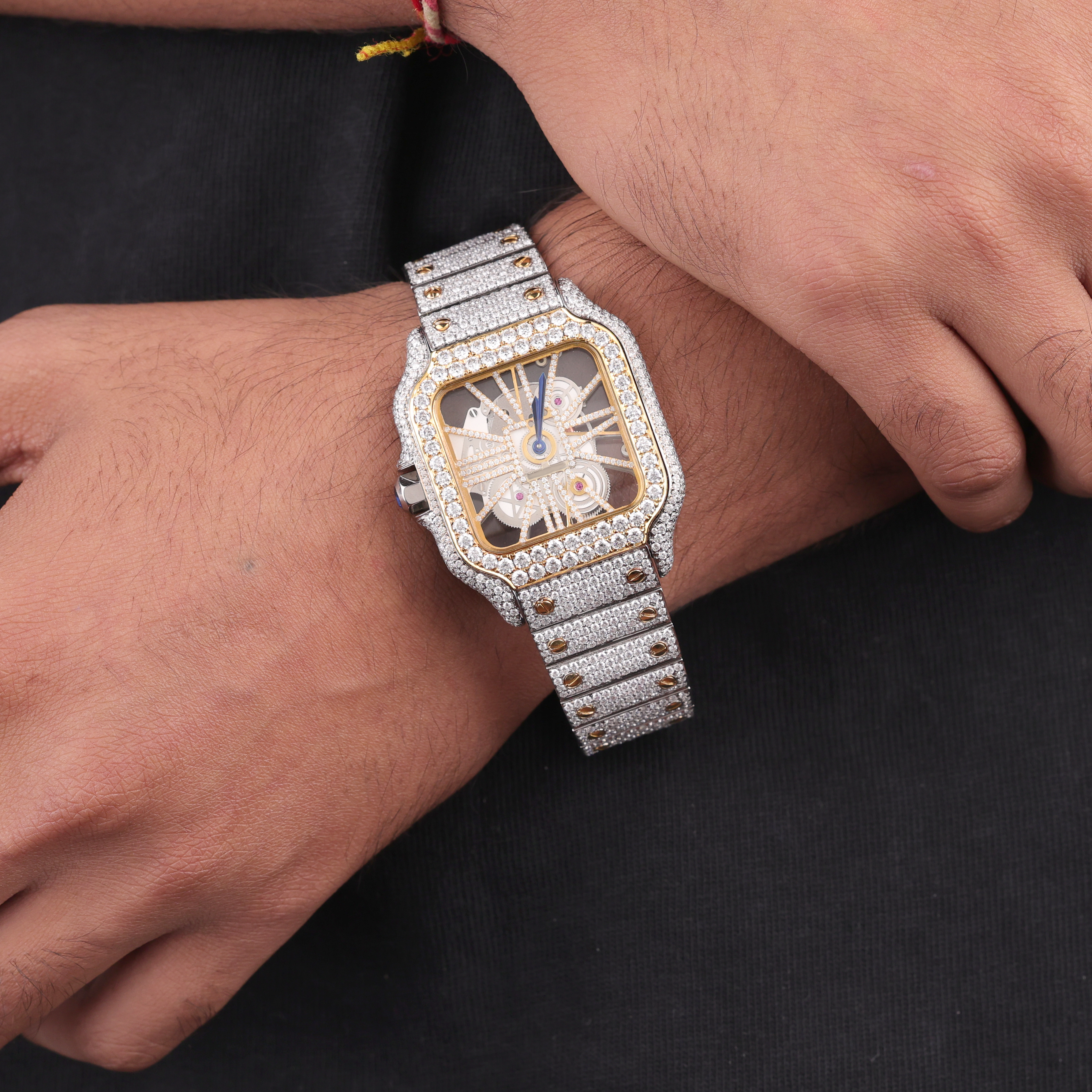 DripblingJewelry Skeleton Dial Iced Square Watch – Royal Mechanix Edition