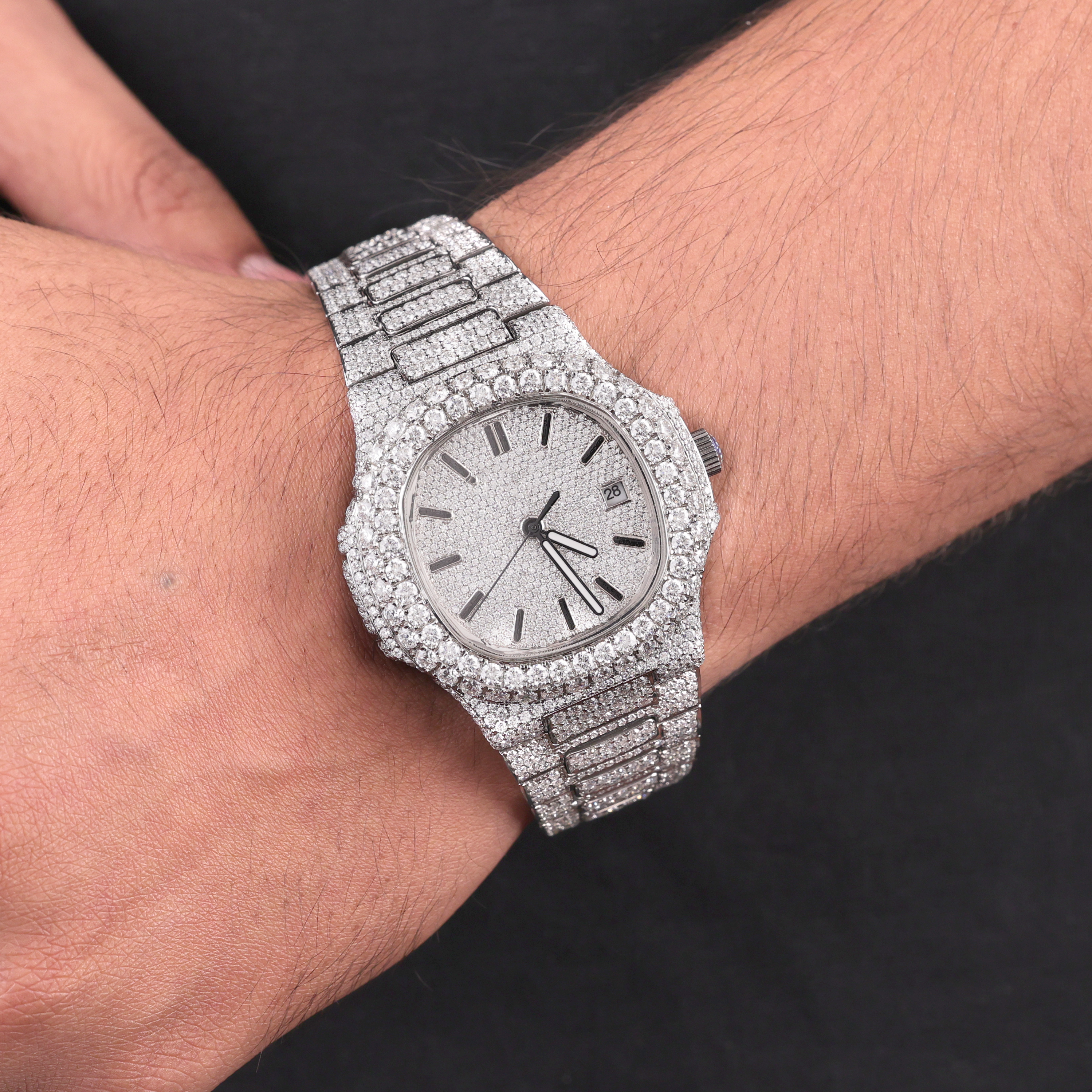 DripblingJewelry Iced Nautilus-Inspired Watch – Frost King Edition