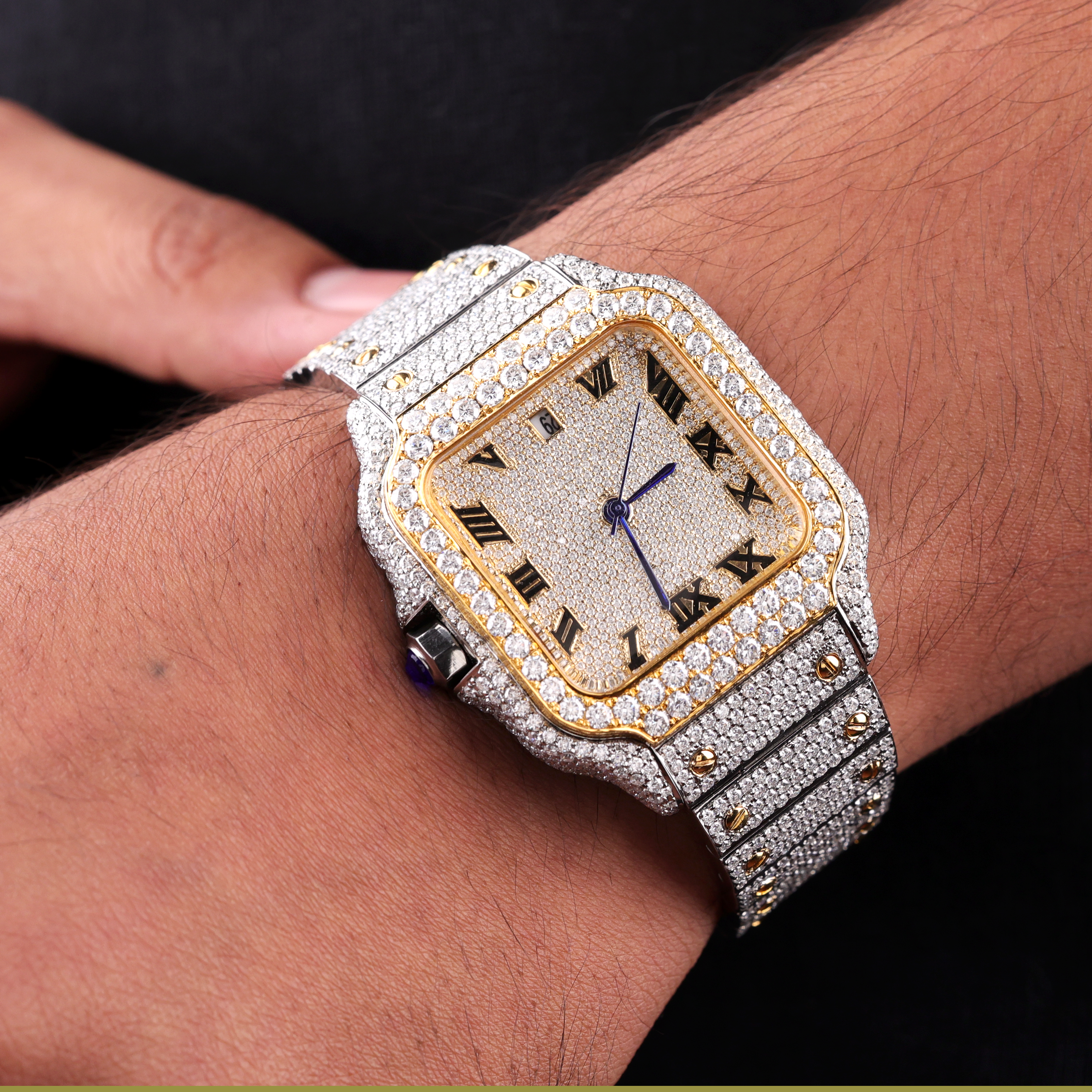 DripblingJewelry Two-Tone Roman Iced Watch – Imperial Edge Edition