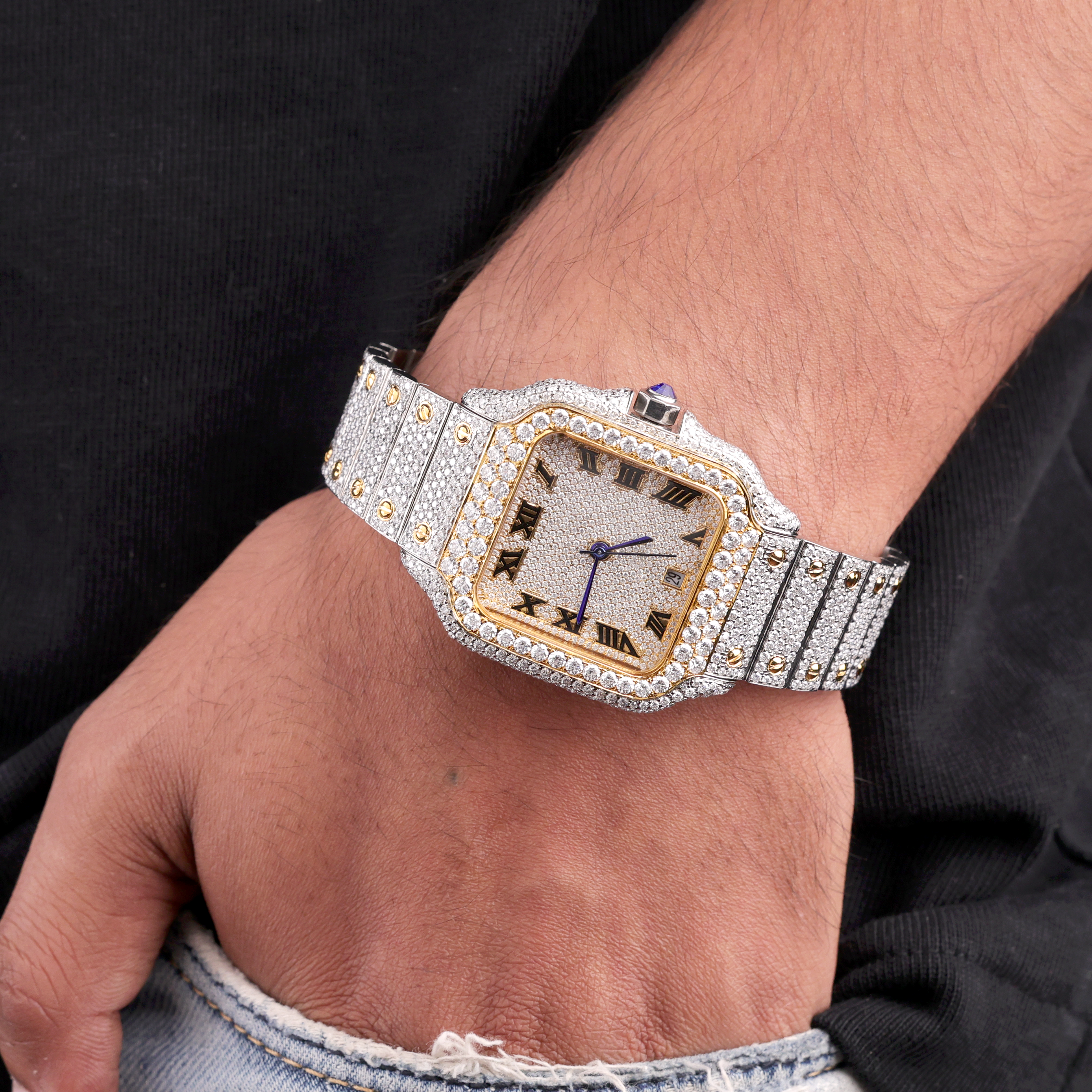 DripblingJewelry Two-Tone Roman Iced Watch – Imperial Edge Edition