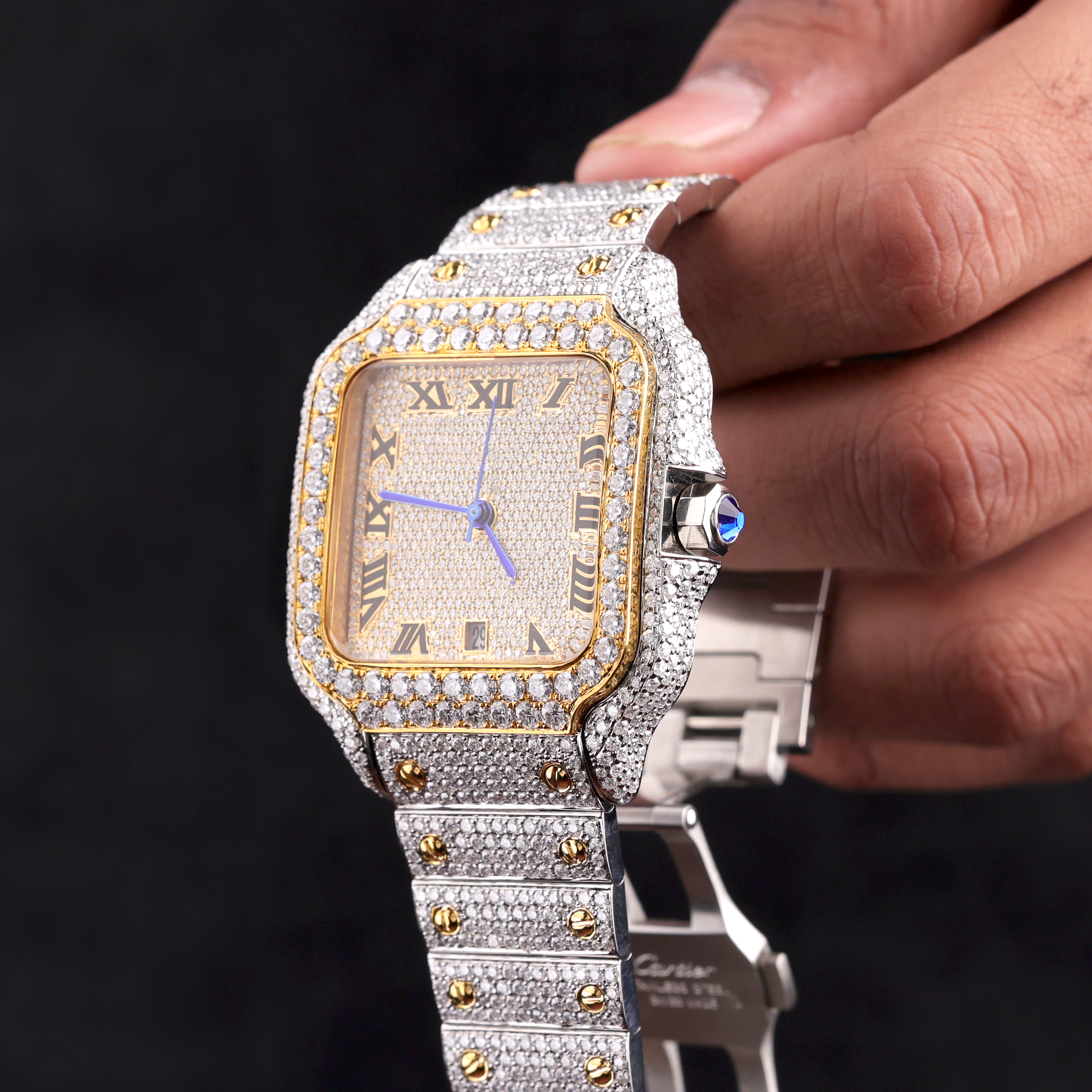 DripblingJewelry Two-Tone Roman Iced Watch – Imperial Edge Edition