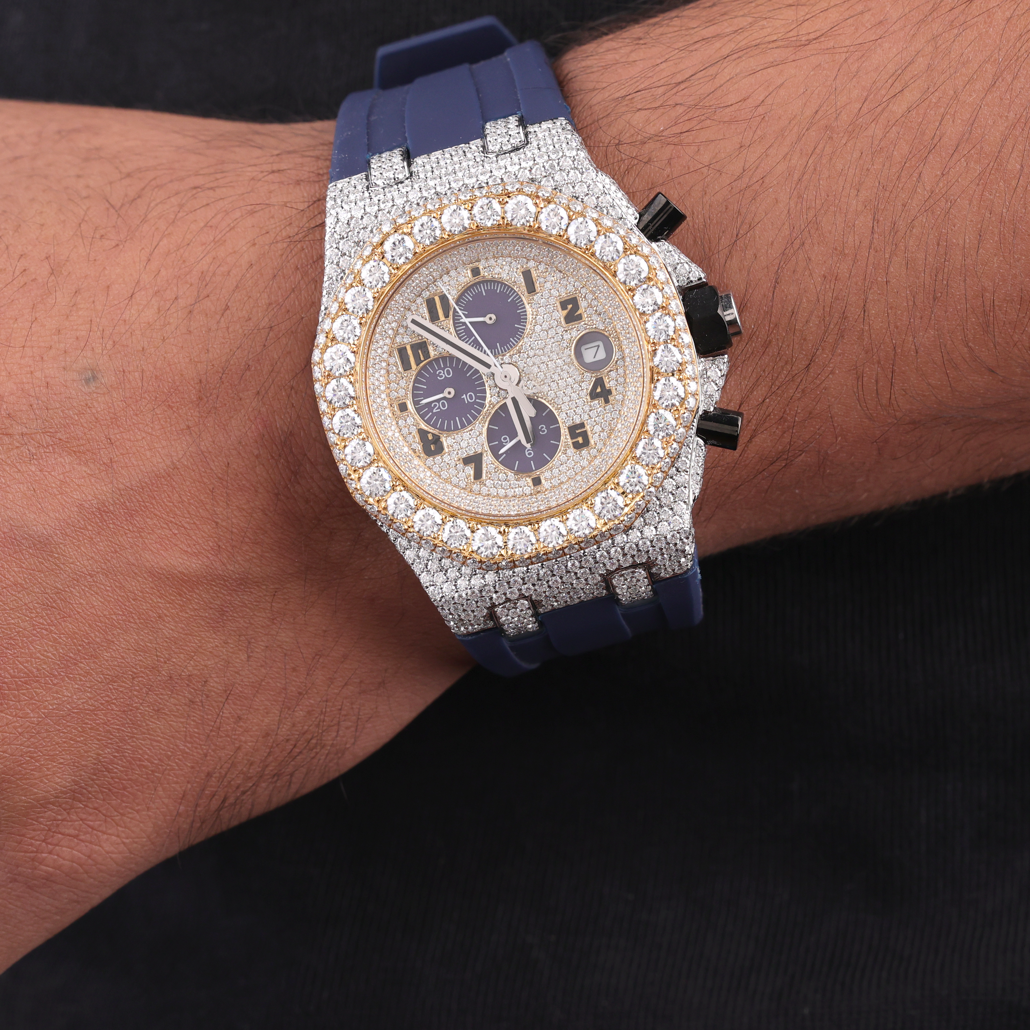 DripblingJewelry Iced Chronograph Sport Watch – Navy Luxe Edition