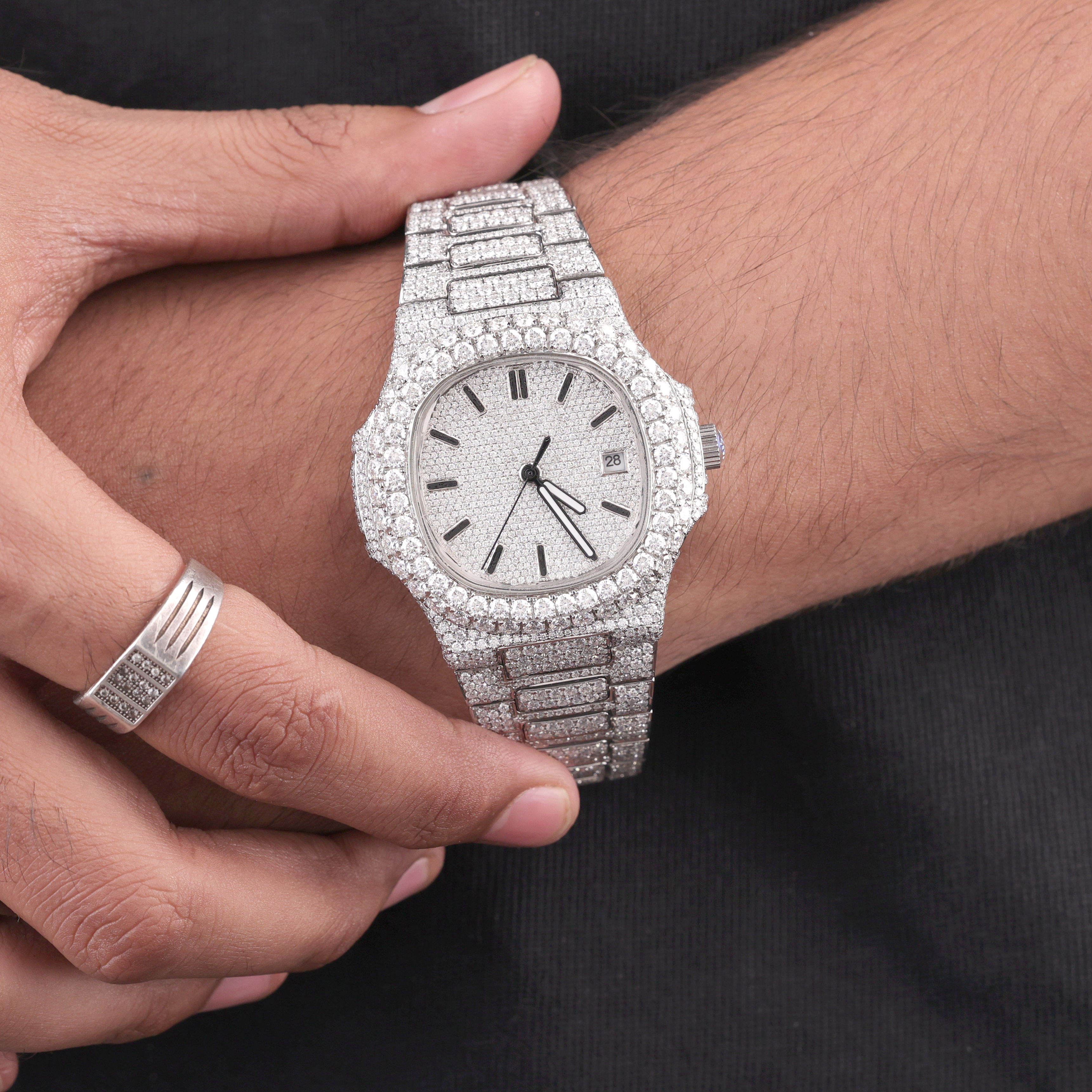 DripblingJewelry Iced Nautilus-Inspired Watch – Frost King Edition