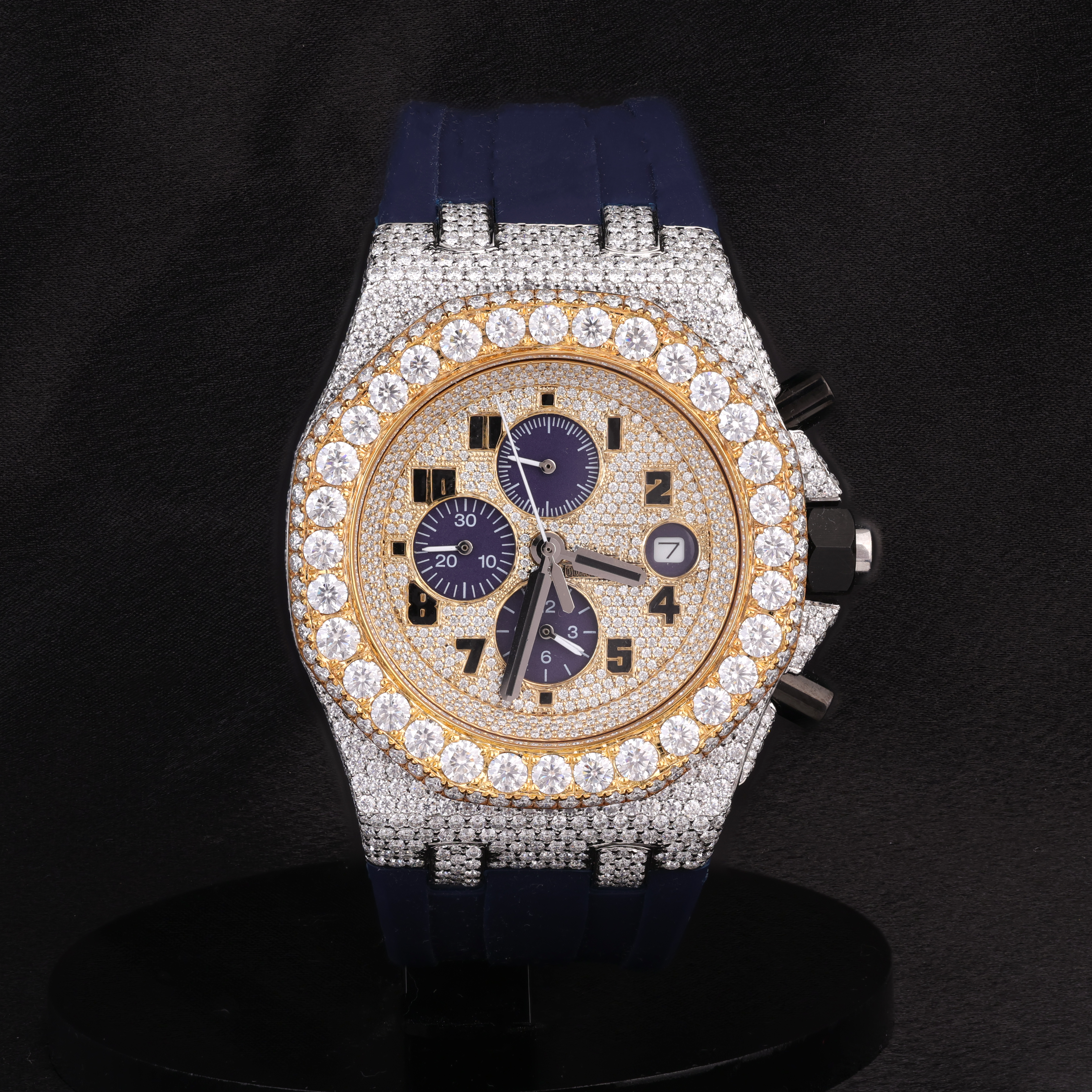 DripblingJewelry Iced Chronograph Sport Watch – Navy Luxe Edition