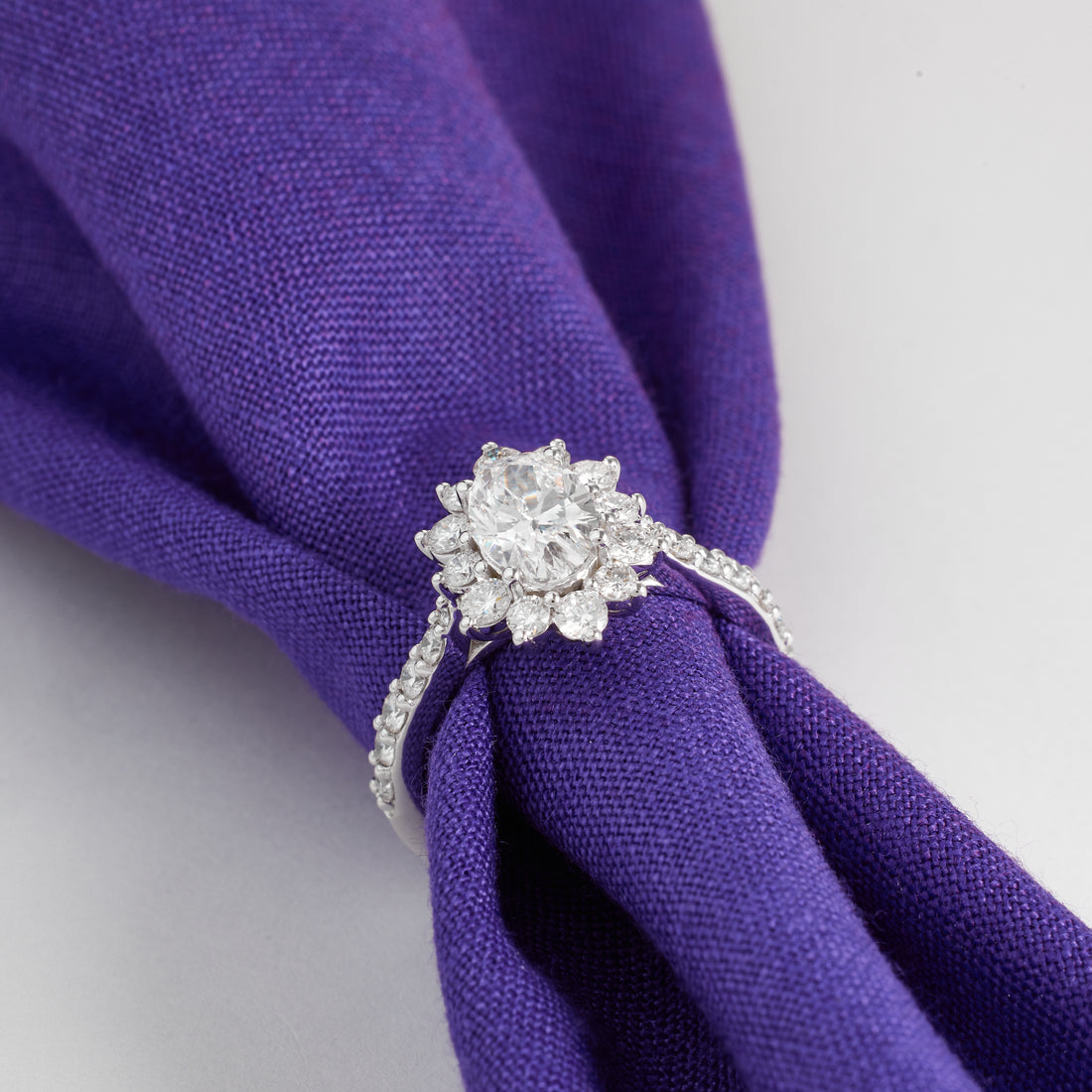 Oval Lab Diamond Pave Engagement Ring