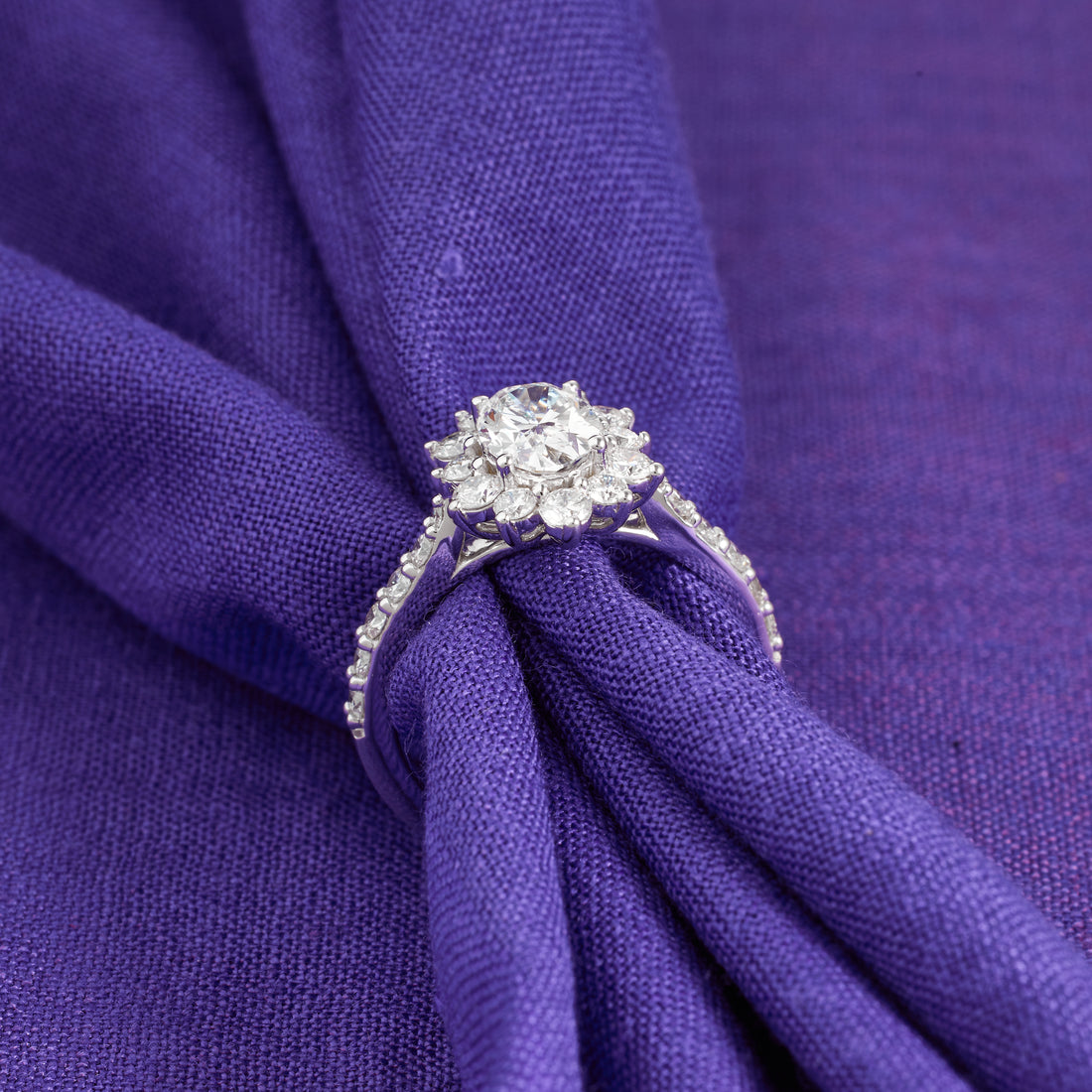 Oval Lab Diamond Pave Engagement Ring