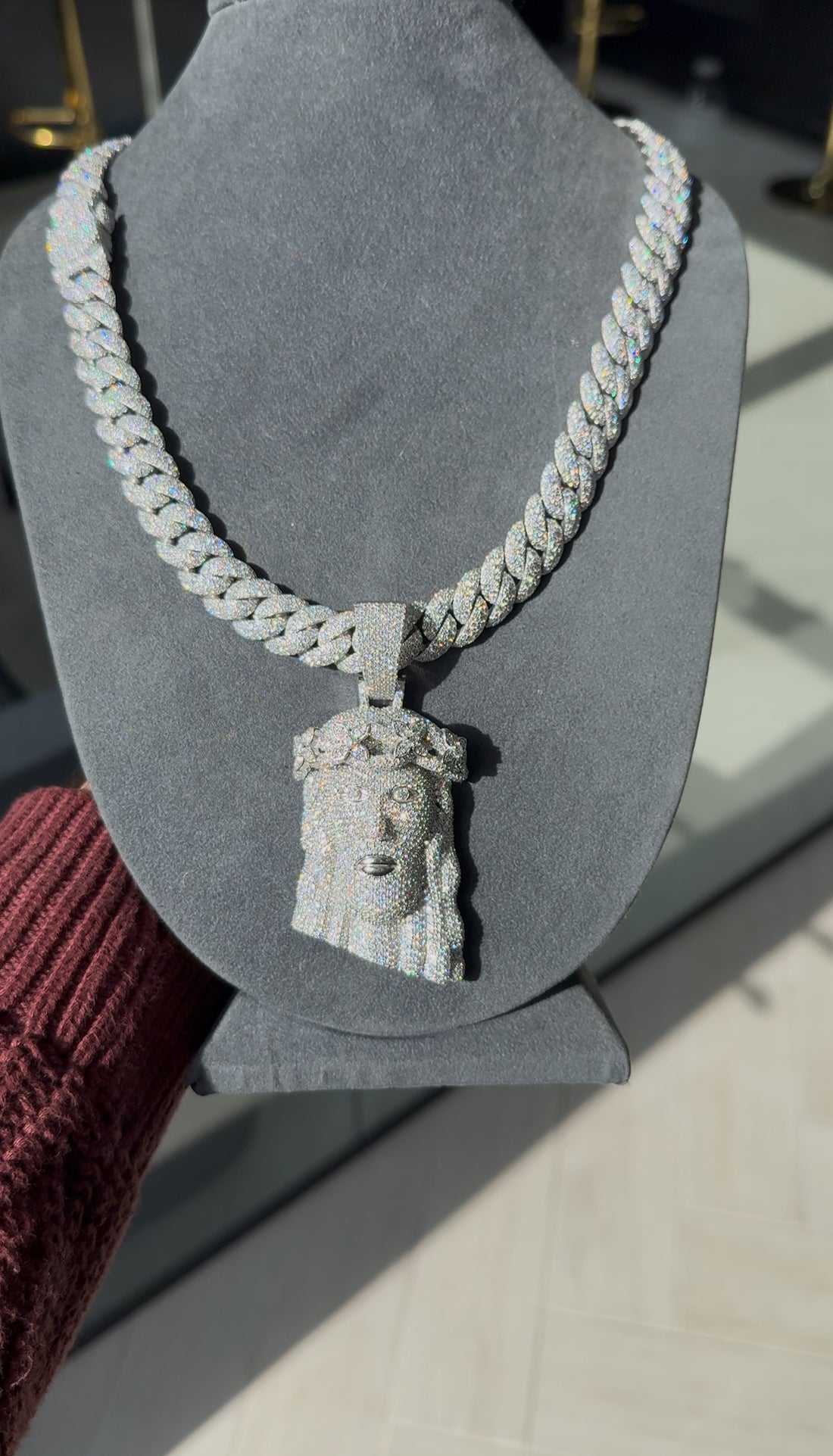 Fully Iced Out 3D Jesus Pendant