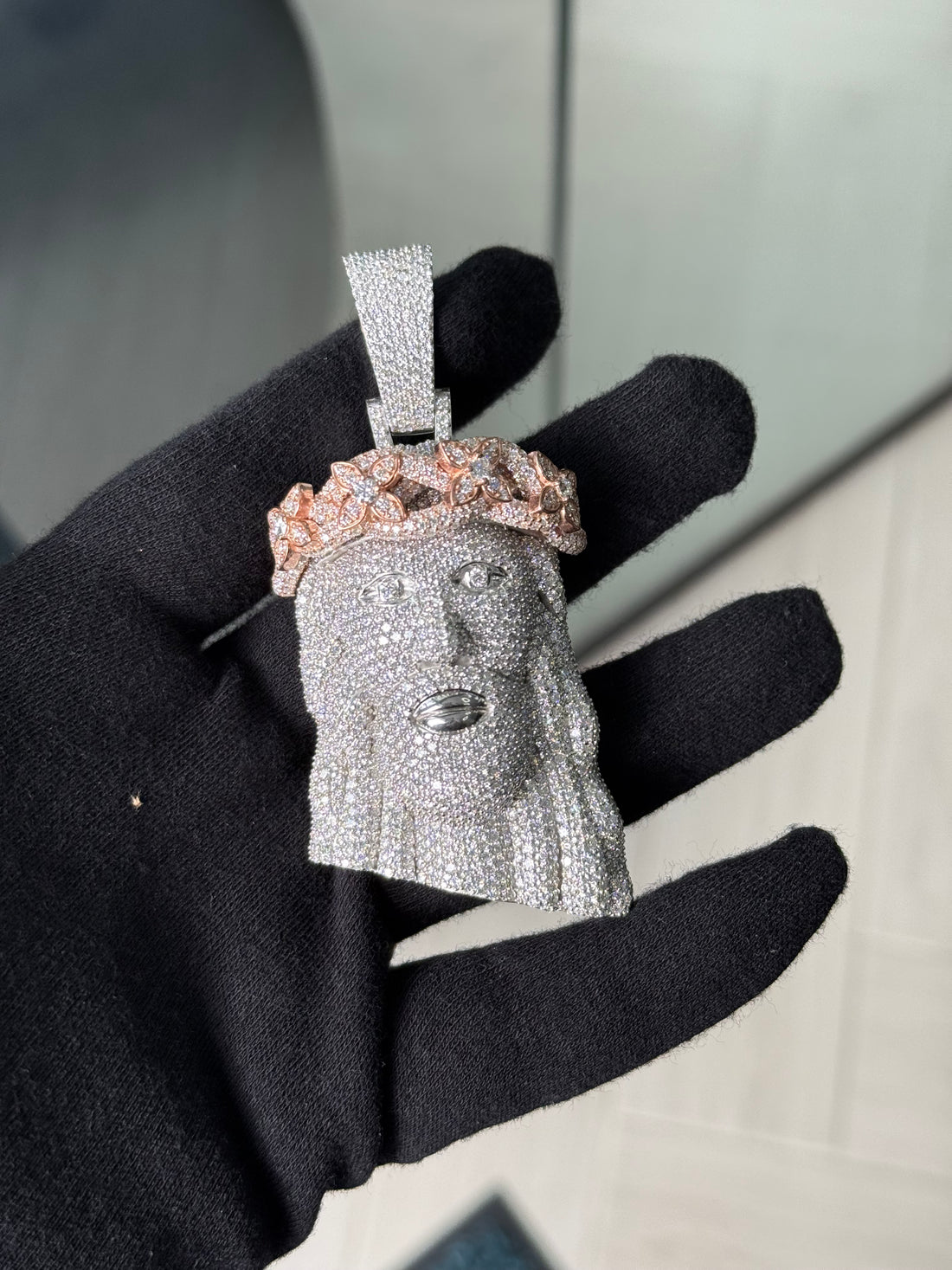 Fully Iced Out 3D Jesus Pendant
