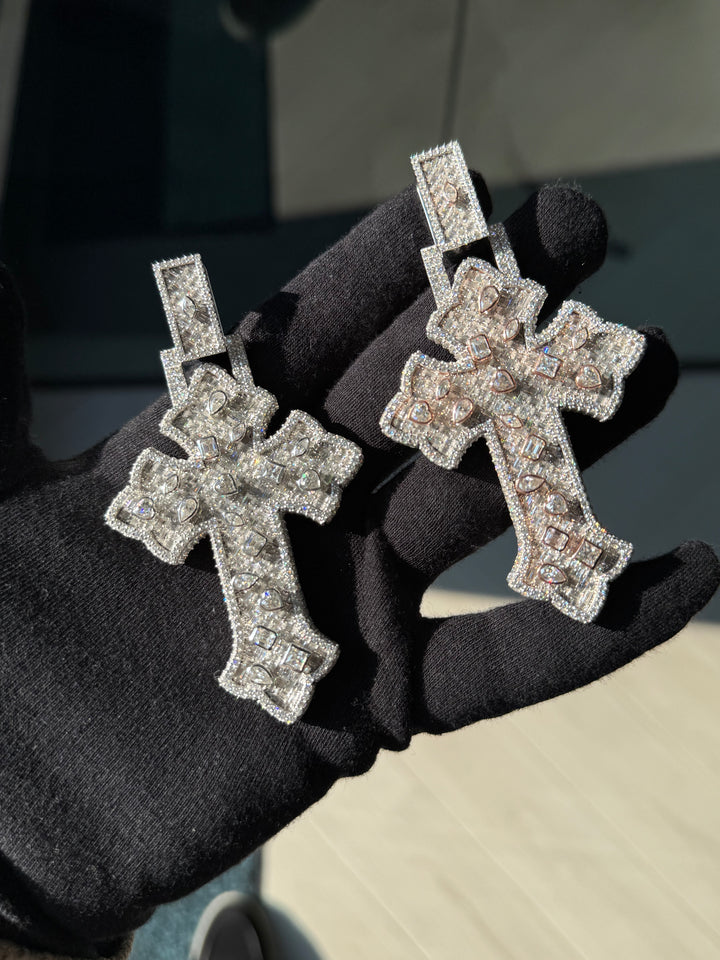 Custom Cross Pendant with Fancy Mixed Cut Diamonds