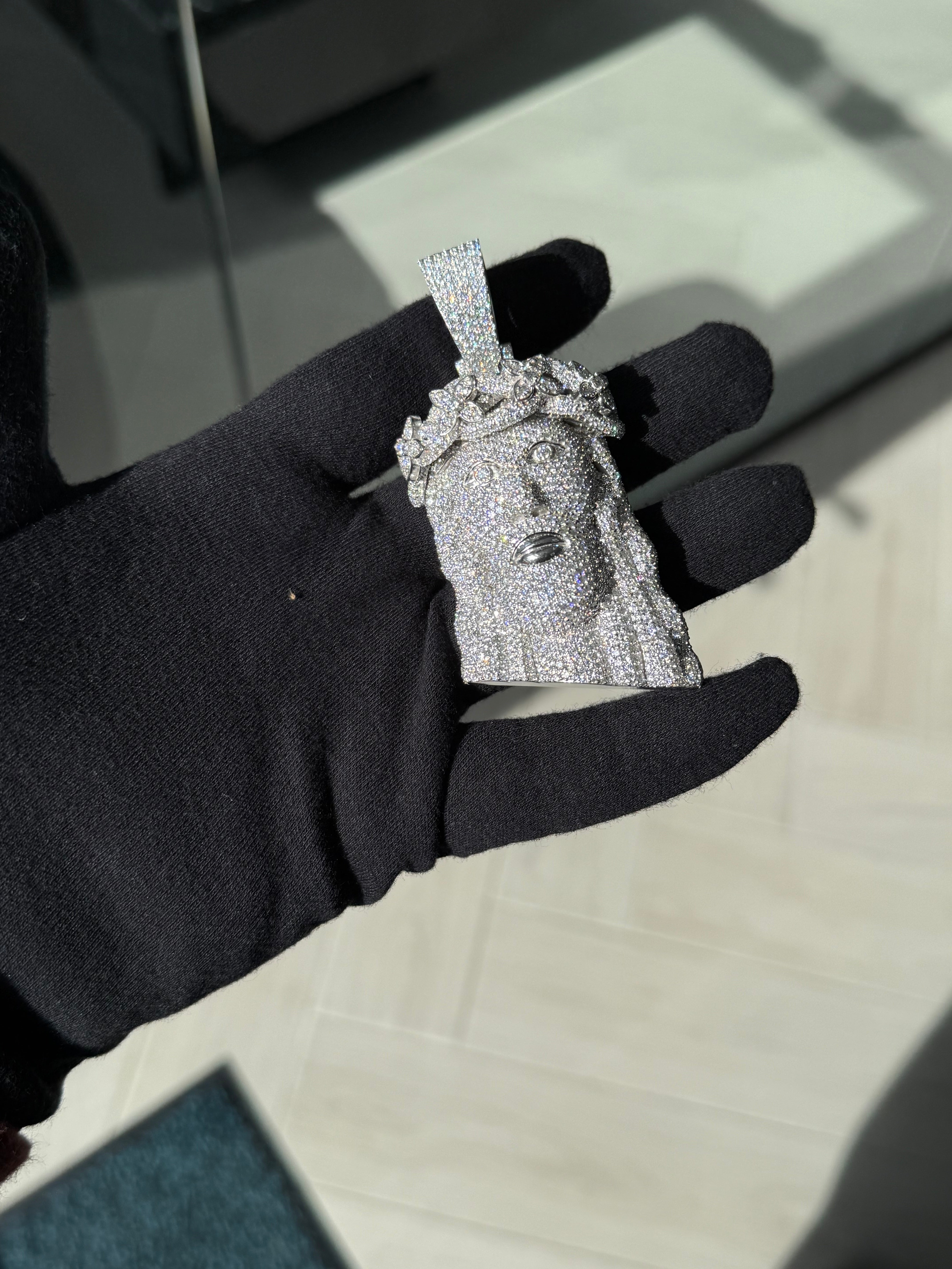 Fully Iced Out 3D Jesus Pendant