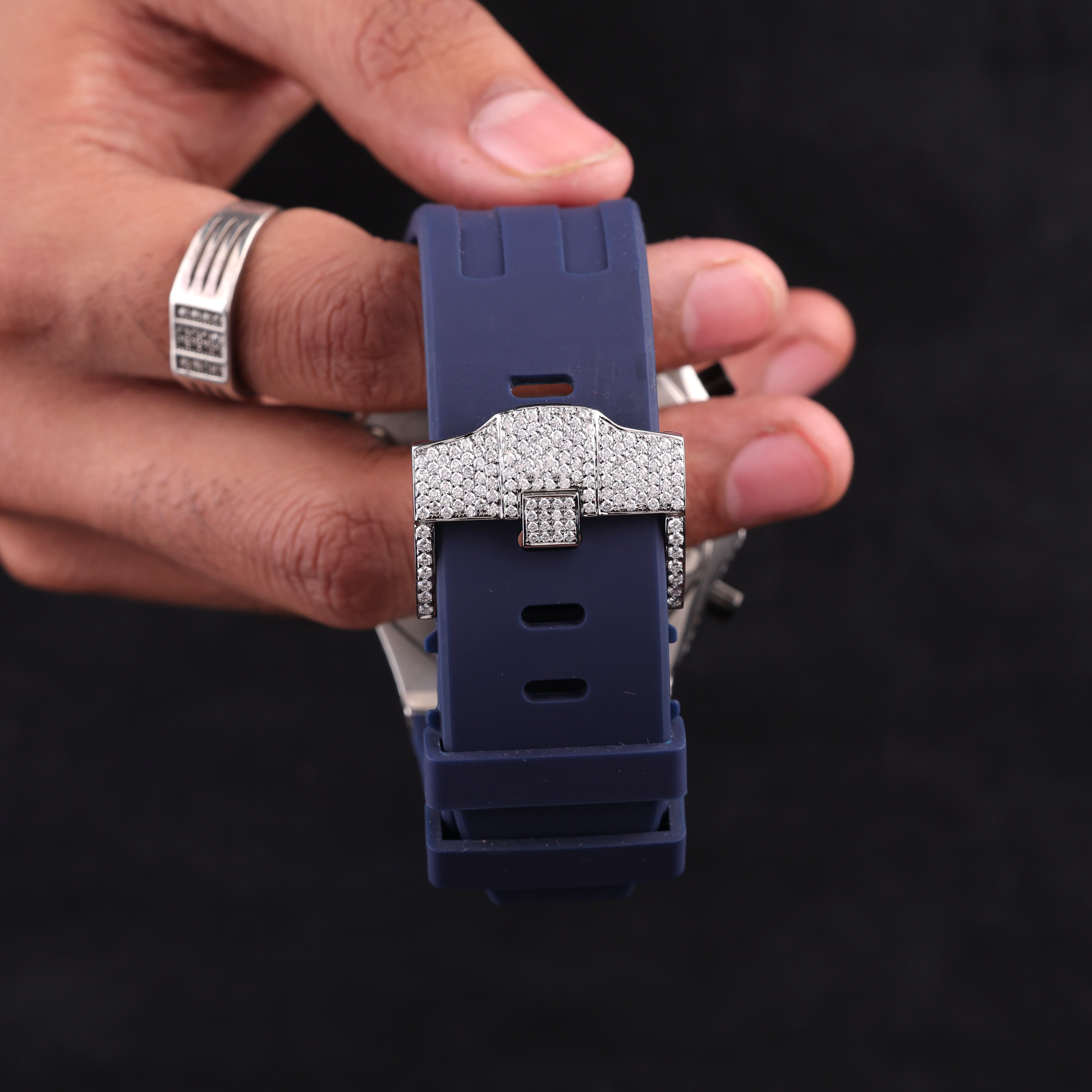 DripblingJewelry Iced Chronograph Sport Watch – Navy Luxe Edition
