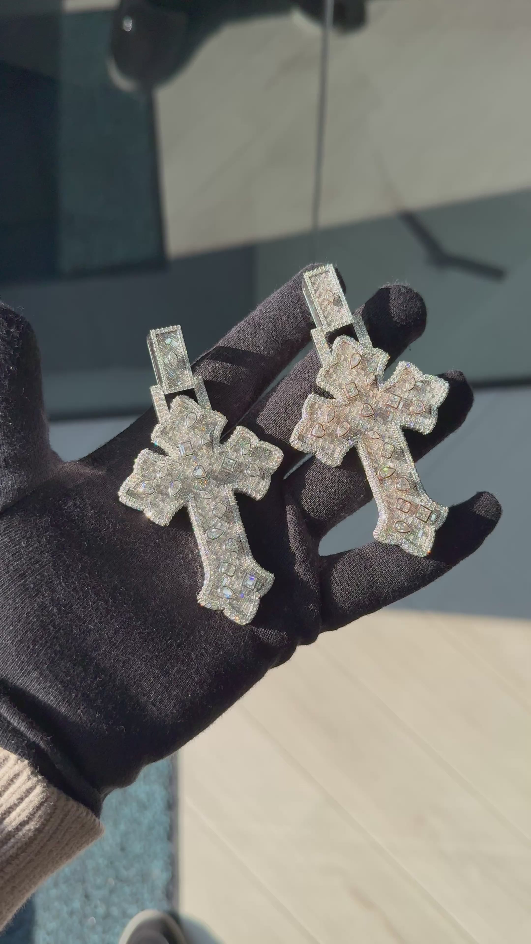 Custom Cross Pendant with Fancy Mixed Cut Diamonds