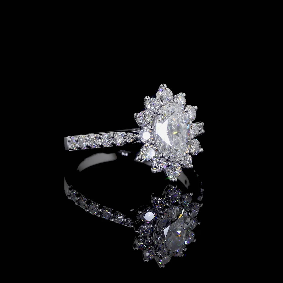 Oval Lab Diamond Pave Engagement Ring